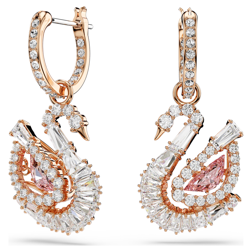 swarovski swan drop earrings  pav   swan  pink