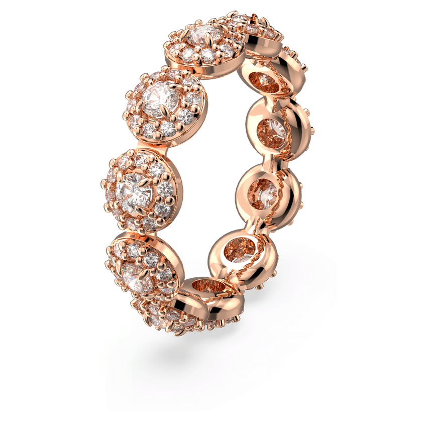 swarovski una ring  round cut  pav   white  rose gold tone plated