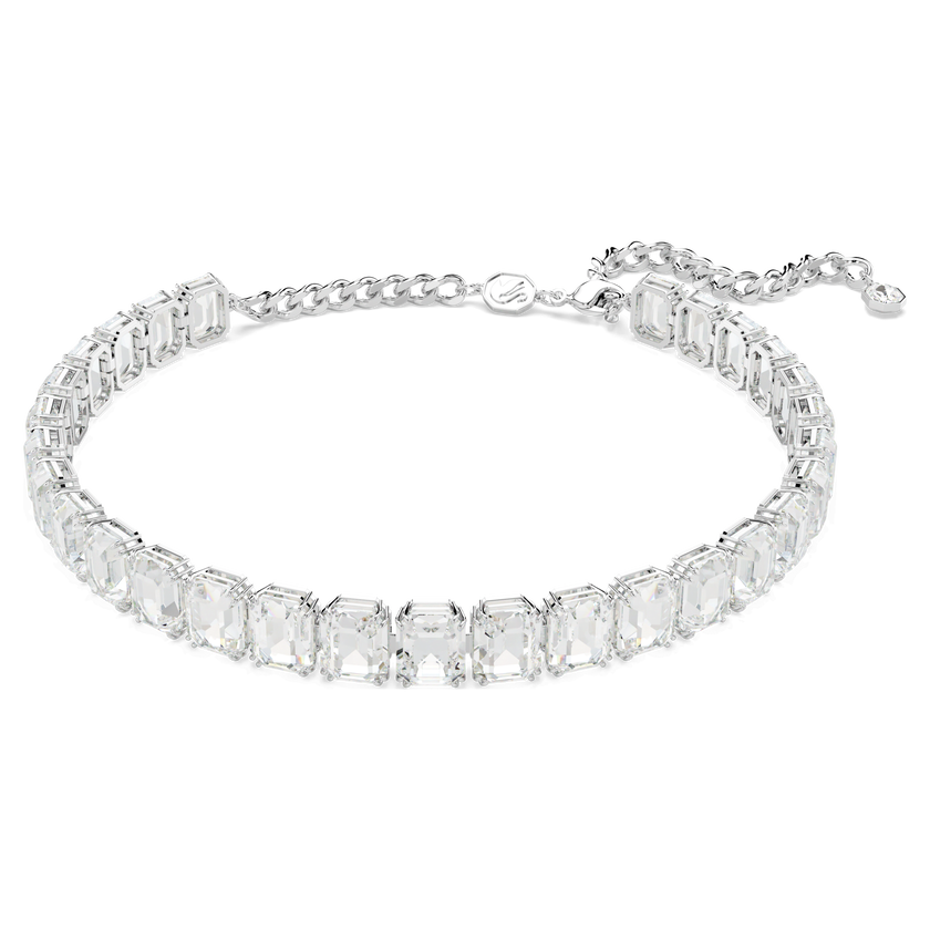 swarovski millenia choker  octagon cut  white  rhodium plated