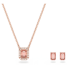 swarovski una set octagon cut pink rose gold tone plated