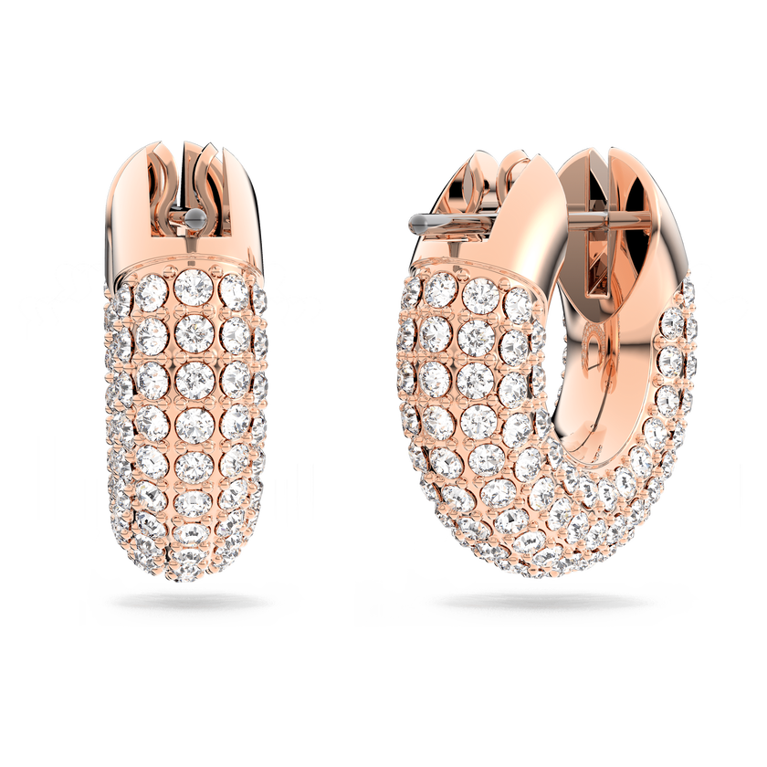 swarovski dextera hoop earrings  pav   white  rose gold tone plated