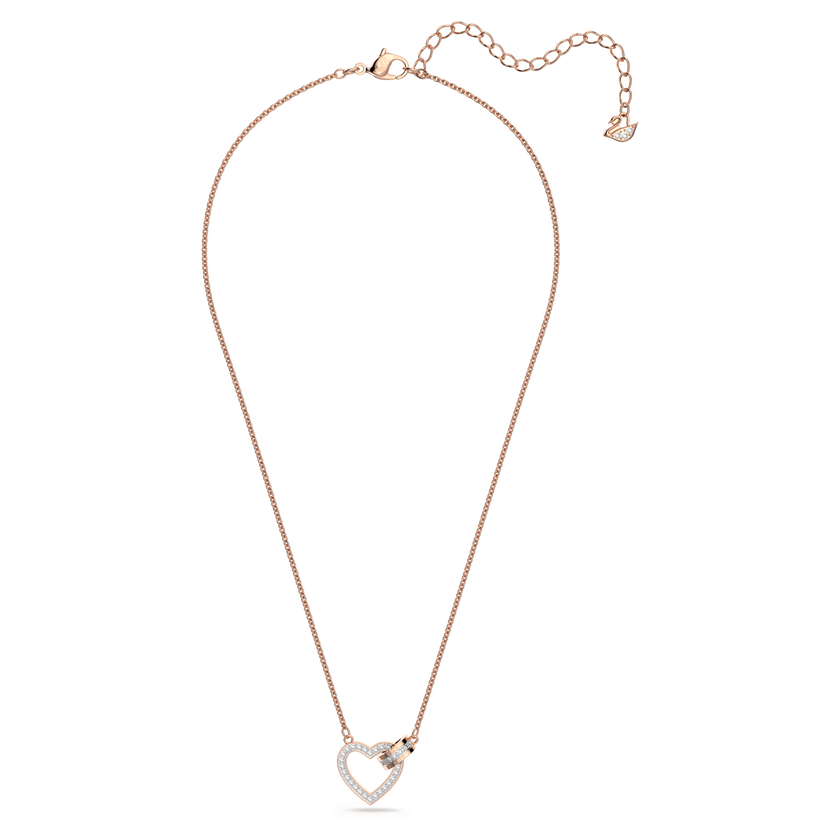 swarovski lovely necklace  heart  white  rose gold tone plated