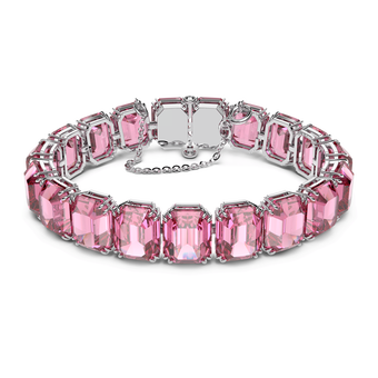 swarovski millenia bracelet  octagon cut crystals  pink  rhodium plated