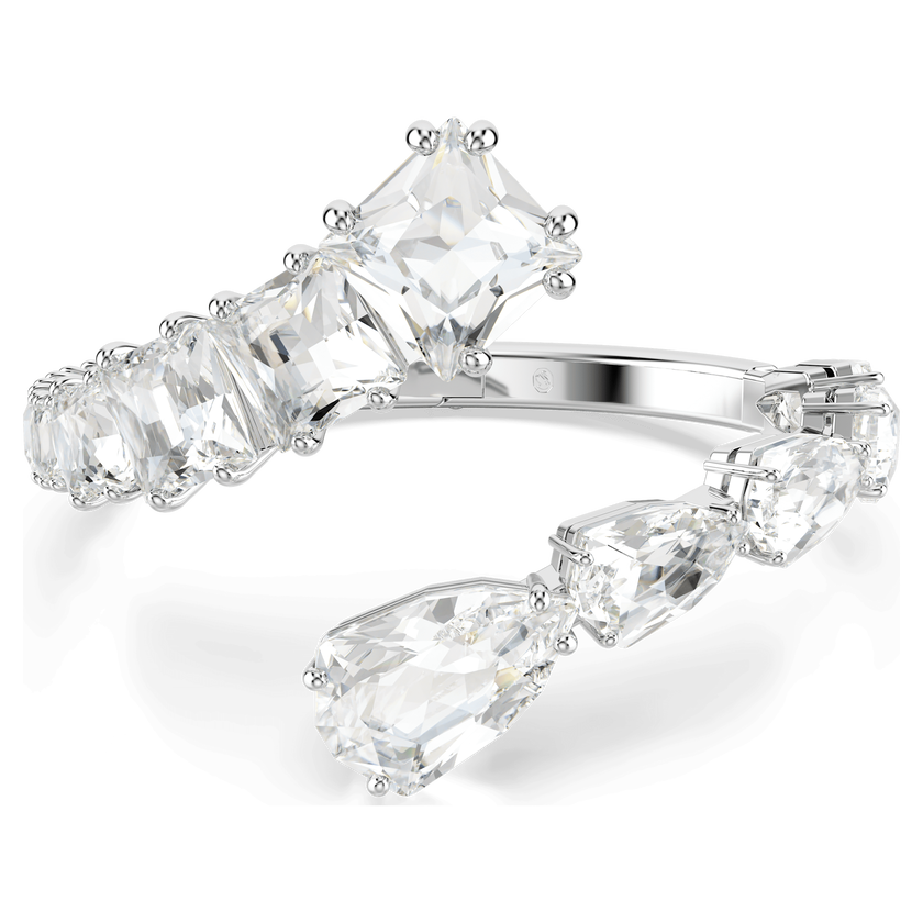 swarovski matrix bangle  mixed cuts  white  rhodium plated