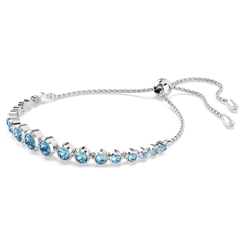 swarovski imber tennis bracelet  mixed round cuts  blue  rhodium plated