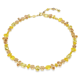 swarovski gema necklace  mixed cuts  yellow  18k gold finish