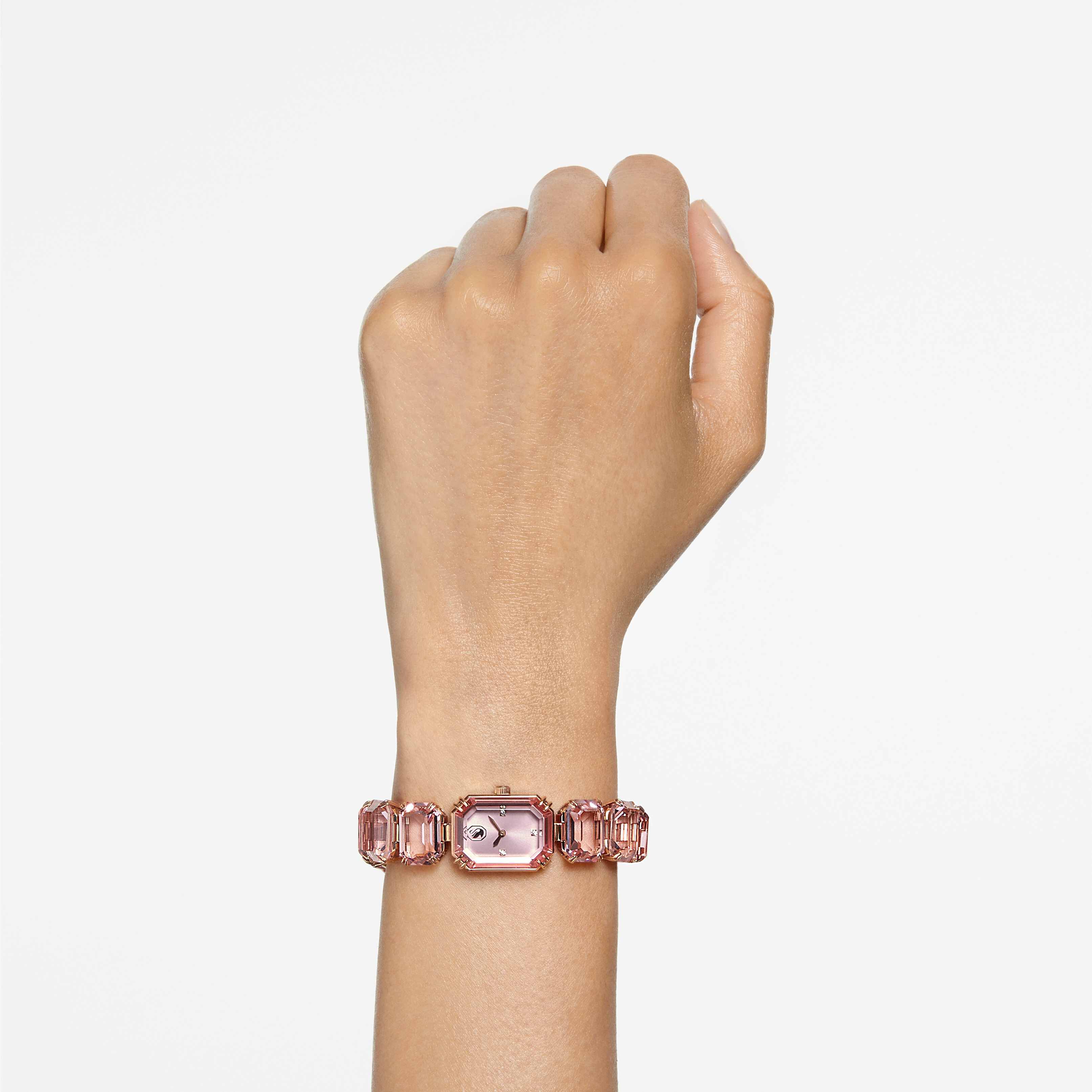 【美品】SWAROVSKI Rosette pink Braceletクリスタル One bracelet, Mixed cuts, Heart, Pink, Rose gold-tone plated