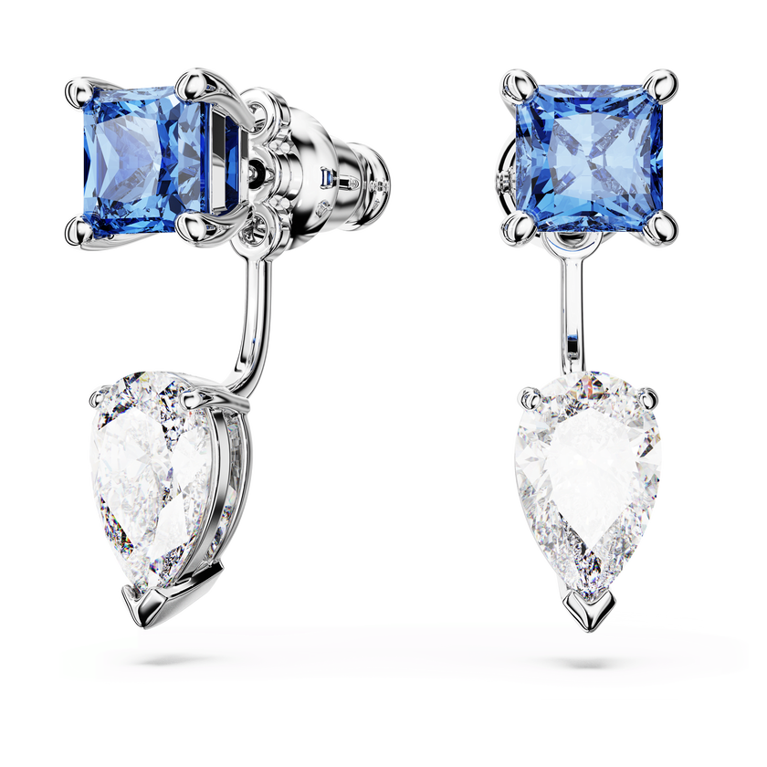 swarovski mesmera earring jackets  mixed cuts  detachable  blue  rhodium plated