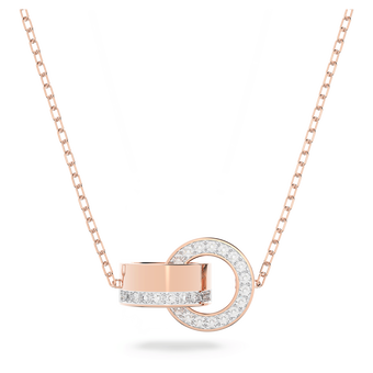 swarovski hollow pendant  interlocking loop  white  rose gold tone plated