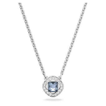 swarovski angelic necklace  square cut  blue  rhodium plated