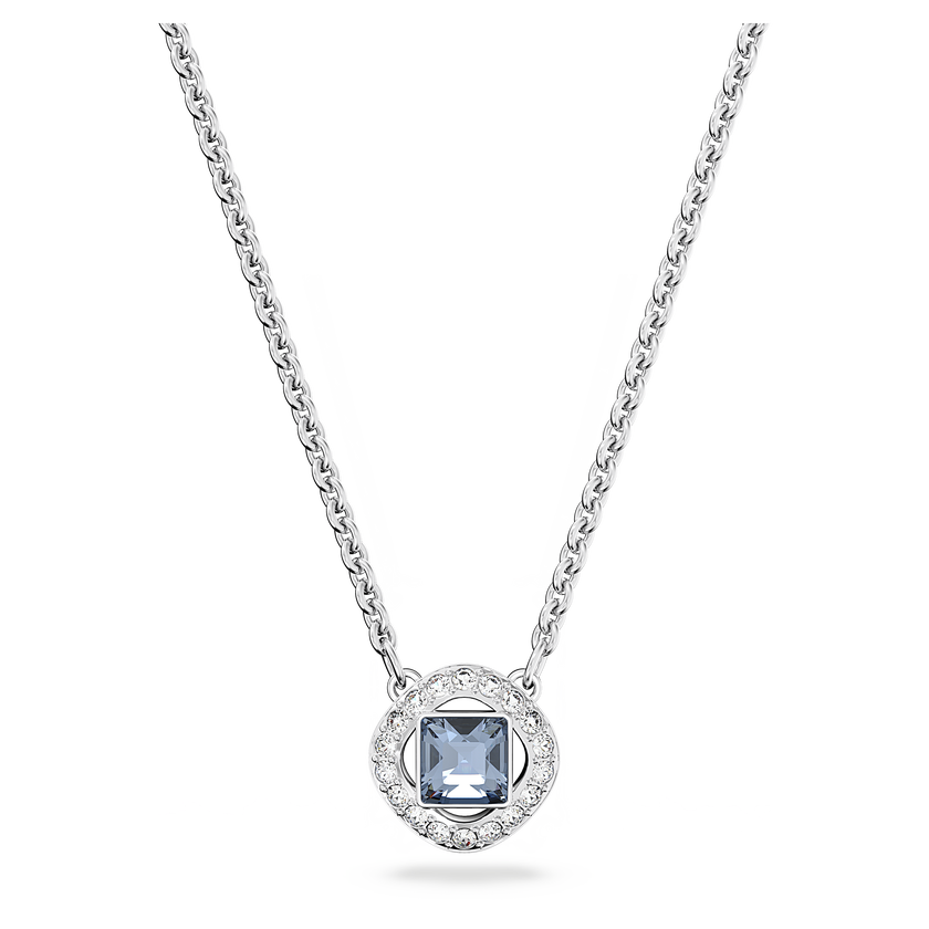 swarovski angelic necklace  square cut  blue  rhodium plated