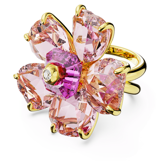 swarovski idyllia cocktail ring flower pink gold tone plated