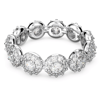 swarovski una ring  round cut  pav   white  rhodium plated