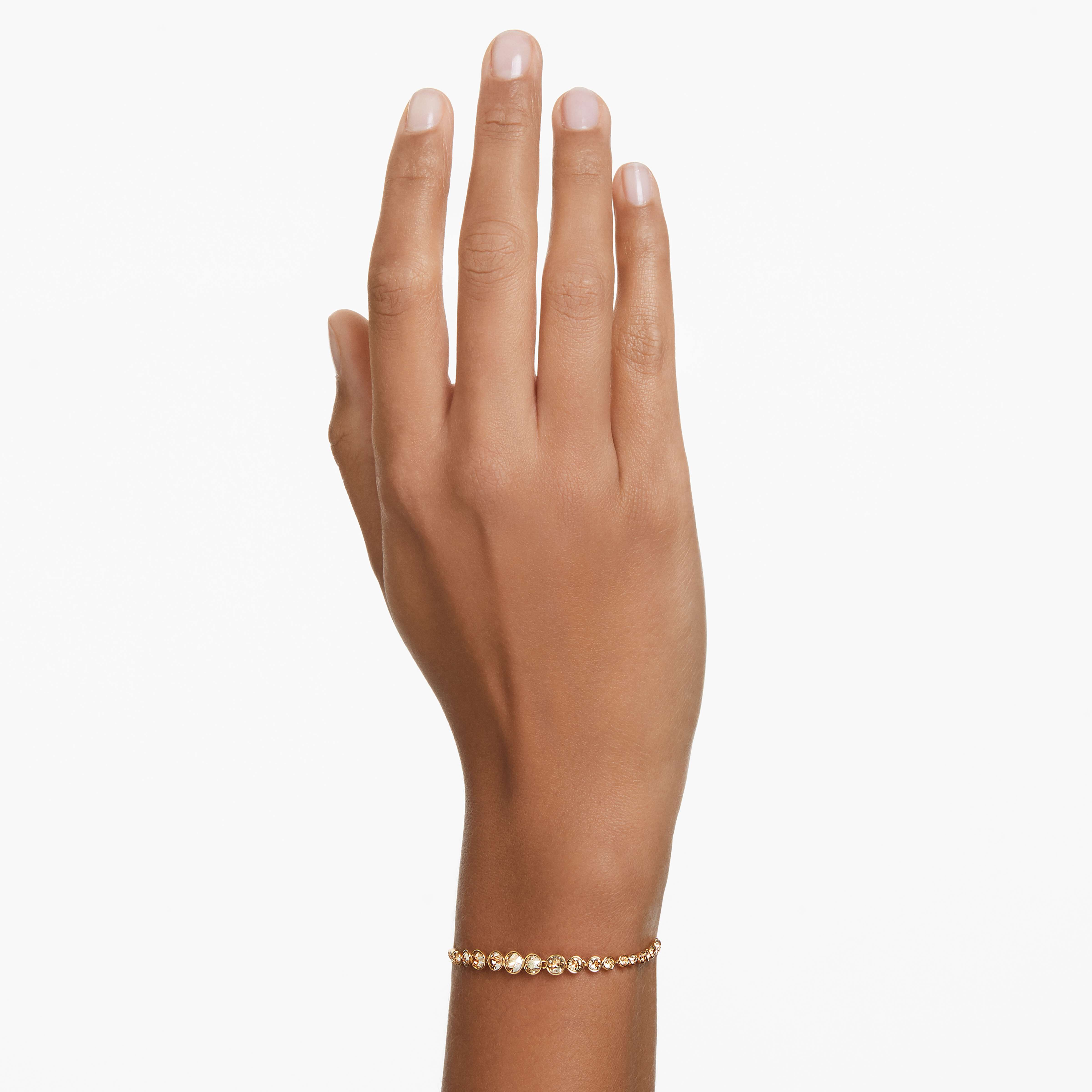 swarovski emily bracelet  mixed round cuts  pink  rose gold tone plated