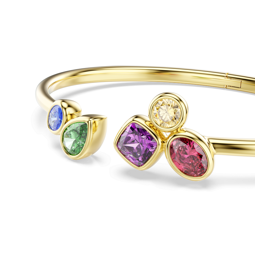swarovski imber bangle  mixed cuts  multicolored  18k gold finish
