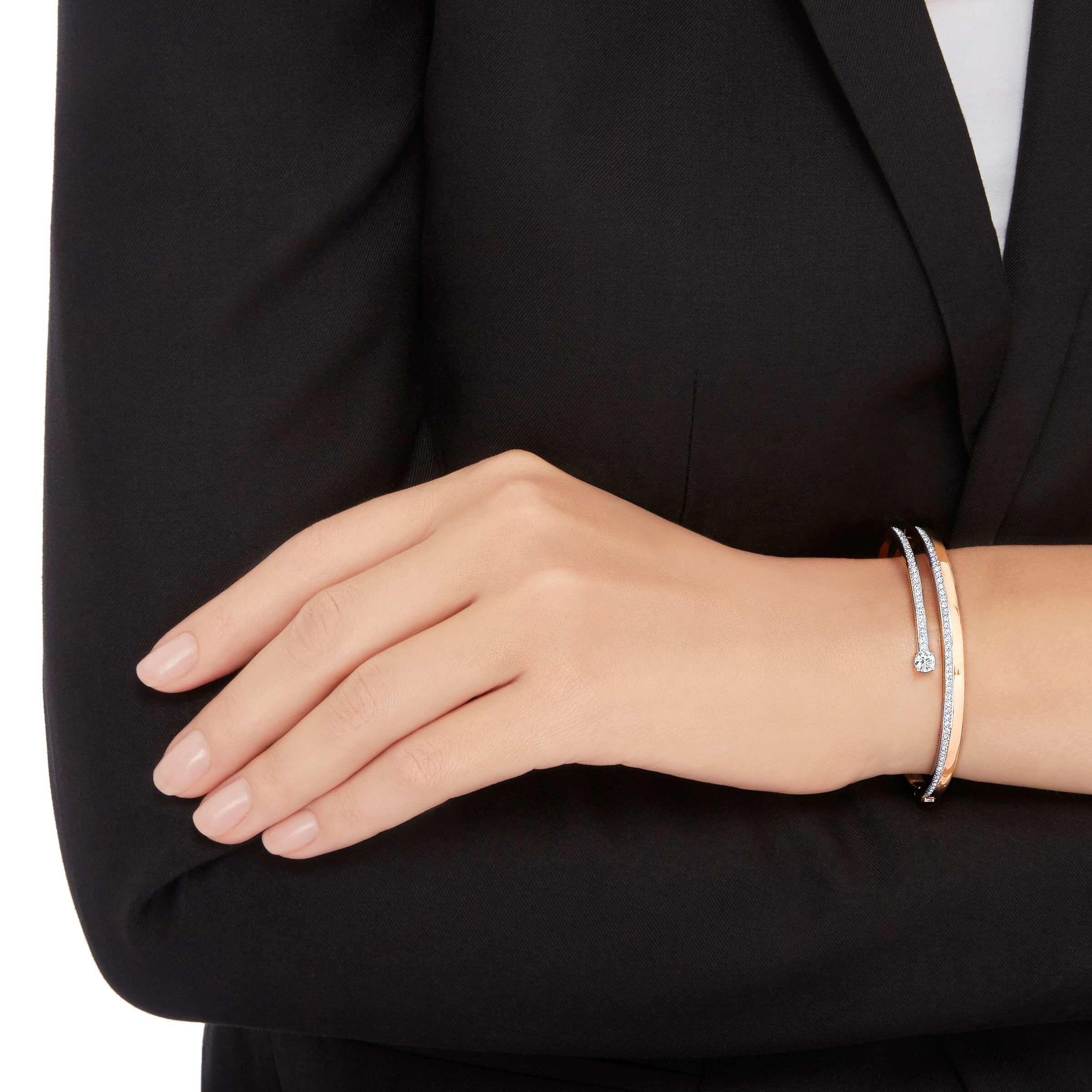 swarovski fresh bangle  white  rose gold plataed