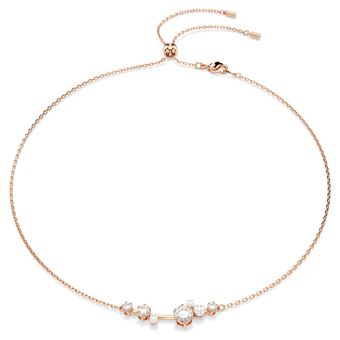 swarovski constella necklace  crystal pearl  round cuts  white  rose gold tone plated