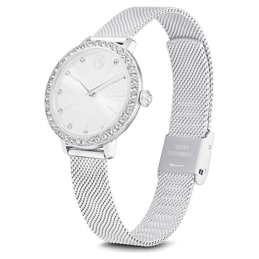 swarovski certa watch  swiss made  metal bracelet  silver tone  stainless steel