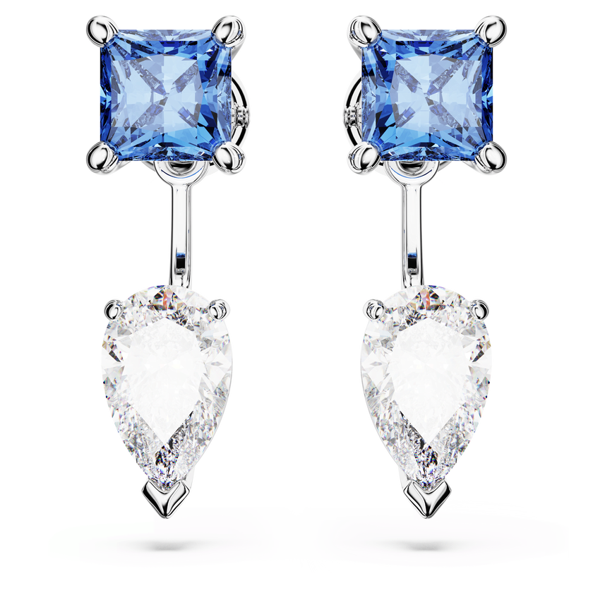 swarovski mesmera earring jackets  mixed cuts  detachable  blue  rhodium plated