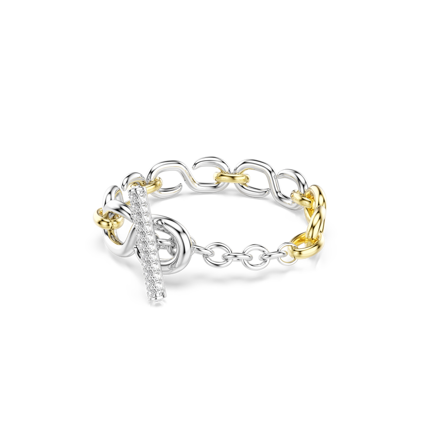 swarovski dextera bracelet  round cut  t bar  white  mixed metal finish