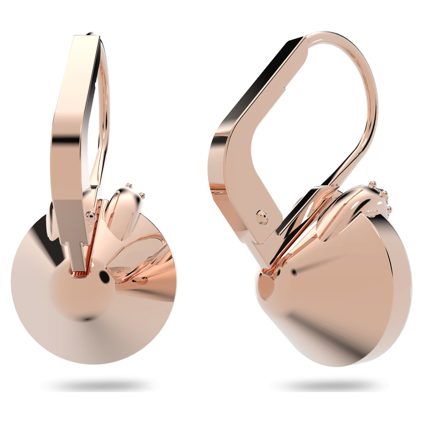 swarovski bella v drop earrings  round cut  gray  rose gold tone plated