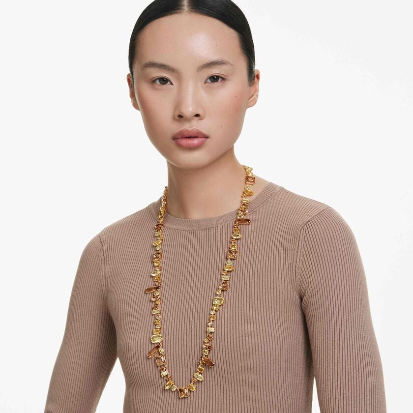swarovski gema strandage  mixed cuts  yellow  gold tone plated