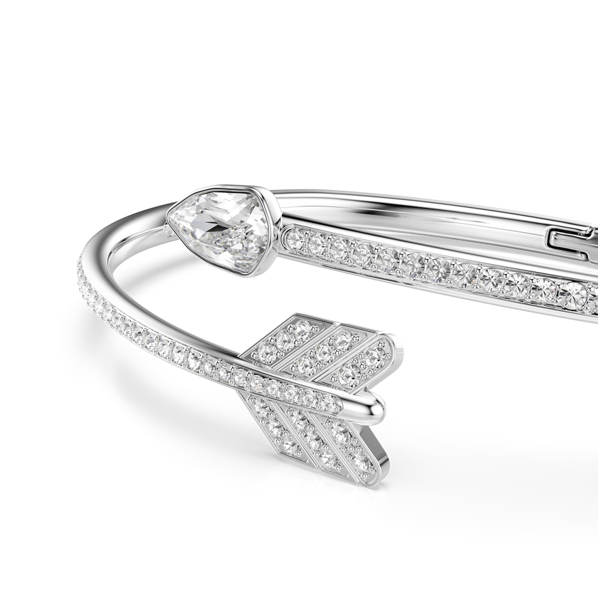 swarovski idyllia bangle  mixed cuts  arrow  white  rhodium plated