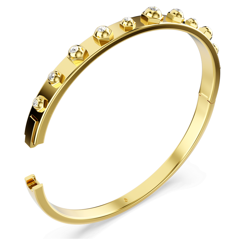 swarovski numina bangle  mixed round cuts  white  gold tone plated