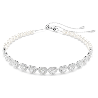 ariana grande x swarovski tennis choker  mixed cuts  heart  white  rhodium plated
