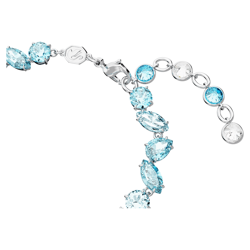 swarovski gema bracelet  mixed cuts  blue  rhodium plated