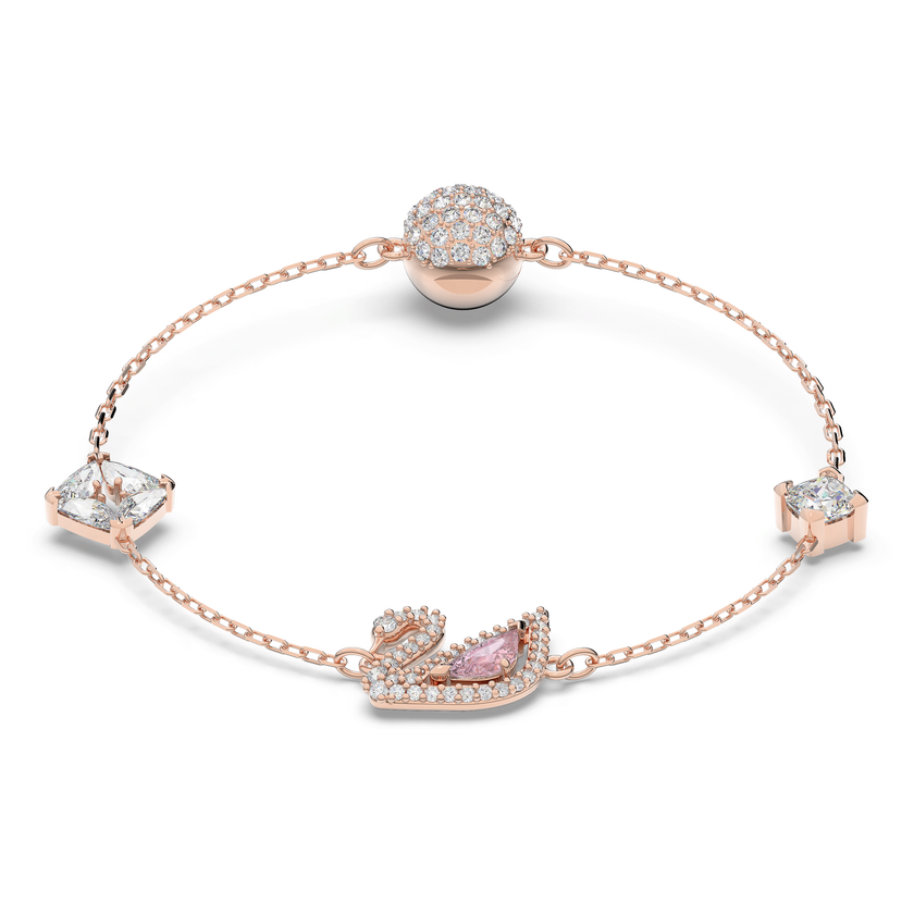 swarovski swan bracelet  swan  pink  18k rose gold finish