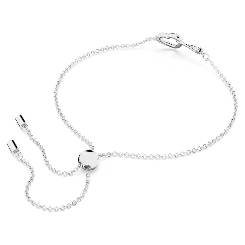 swarovski hyperbola bracelet  infinity and heart  white  rhodium plated