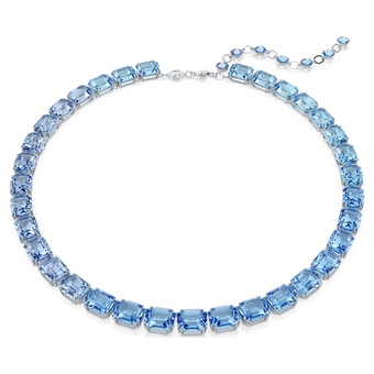 swarovski millenia necklace  octagon cut  color gradient  blue  rhodium plated