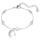 swarovski symbolica bracelet  round cut  moon  blue  rhodium plated
