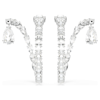 Matrix hoop earrings, Mixed cuts, White, Rhodium plated swarovski matrix hoop earrings  mixed cuts  white  rhodium plated