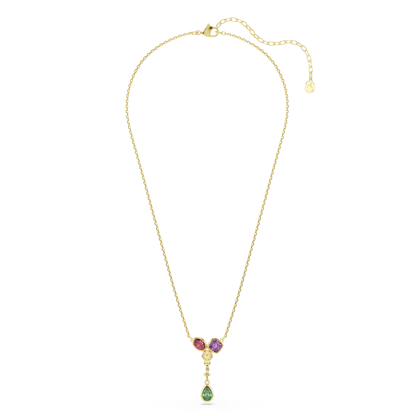 swarovski imber y pendant  mixed cuts  multicolored  18k gold finish