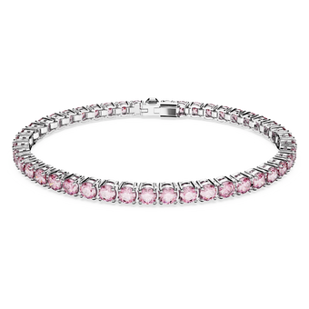swarovski matrix tennis bracelet round cut pink rhodium plated