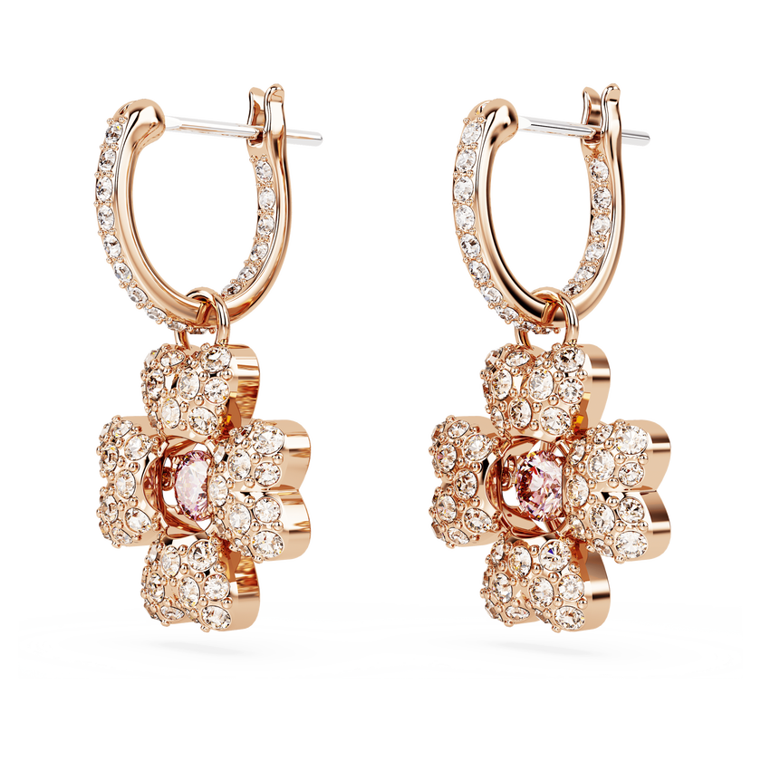 swarovski idyllia drop earrings  clover  white  rose gold tone plated
