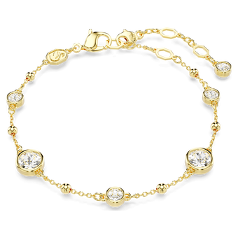 swarovski imber bracelet  round cut  scattered design  white  18k gold finish