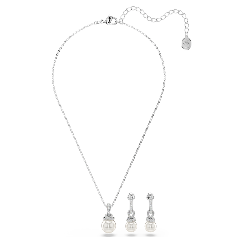 swarovski originally set  pav   crystal pearl  white  rhodium plated