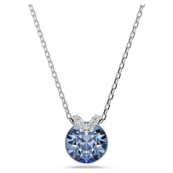 swarovski bella v pendant round cut blue rhodium plated