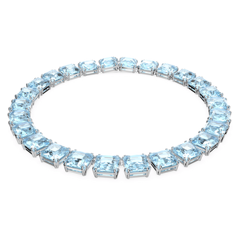 Millenia necklace, Square cut crystals, Blue, Rhodium plated swarovski millenia necklace  square cut crystals  blue  rhodium plated