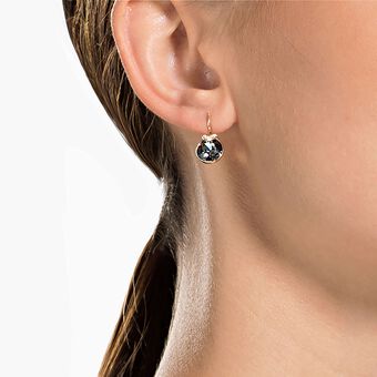 swarovski bella v drop earrings  round cut  gray  rose gold tone plated