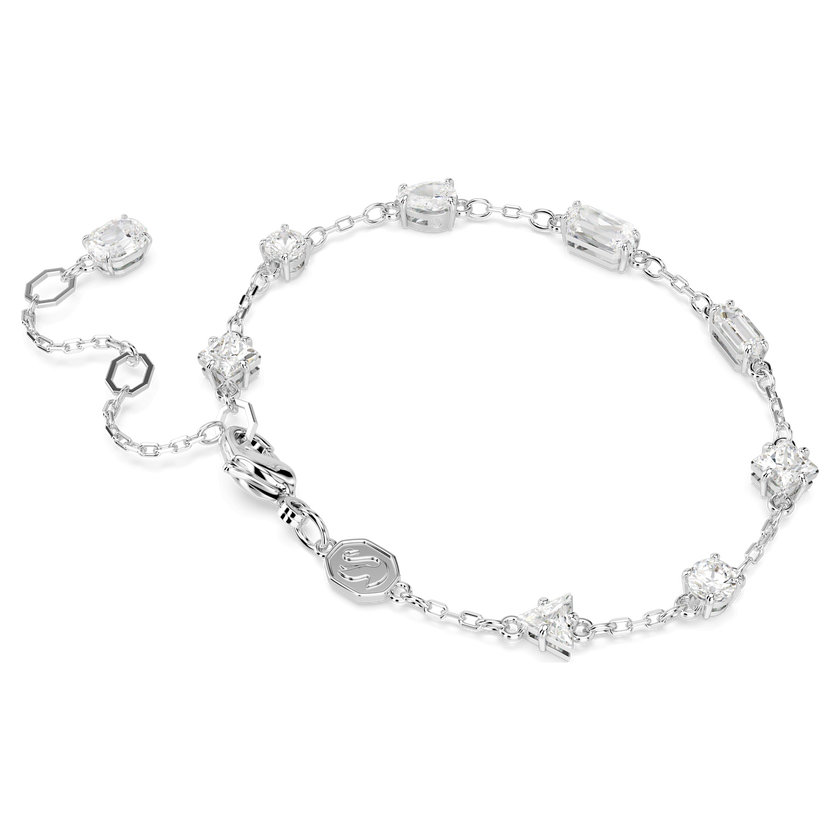 swarovski mesmera bracelet  mixed cuts  scattered design  white  rhodium plated