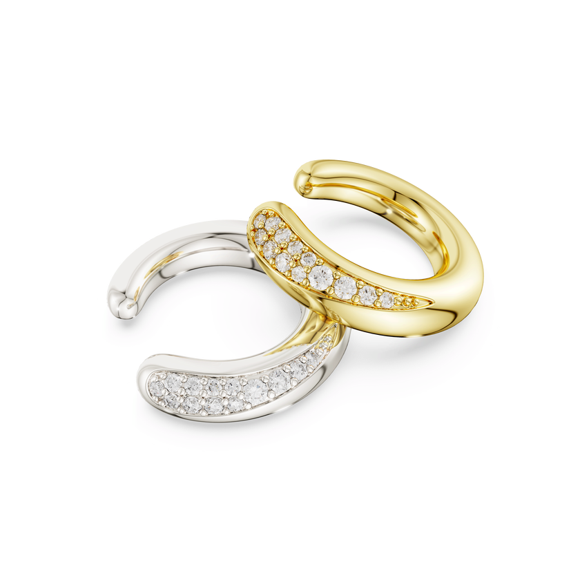 swarovski classica ear cuffs  round cut  white  sterling silver  18k gold finish