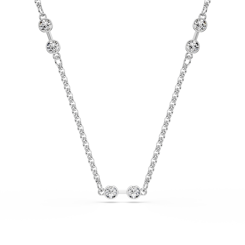 swarovski remix necklace  round cut  white  gold tone plated
