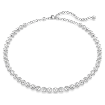 swarovski imber tennis necklace round cut white rhodium plated