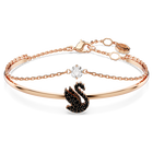 swarovski swan bangle swan black rose gold tone plated