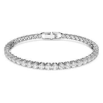 swarovski tennis deluxe bracelet  round cut  white  rhodium plated