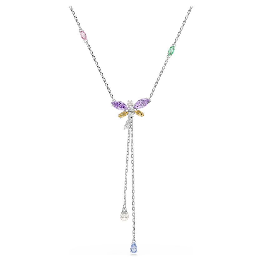 ariana grande x swarovski y necklace  mixed cuts  dragonfly  multicolored  rhodium plated